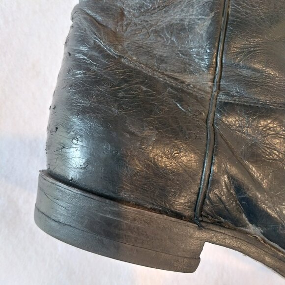 Justin Western Boots Mens 10.5 EE WIDE Black Leather Smooth Ostrich Roper 3172. - Picture 2 of 9